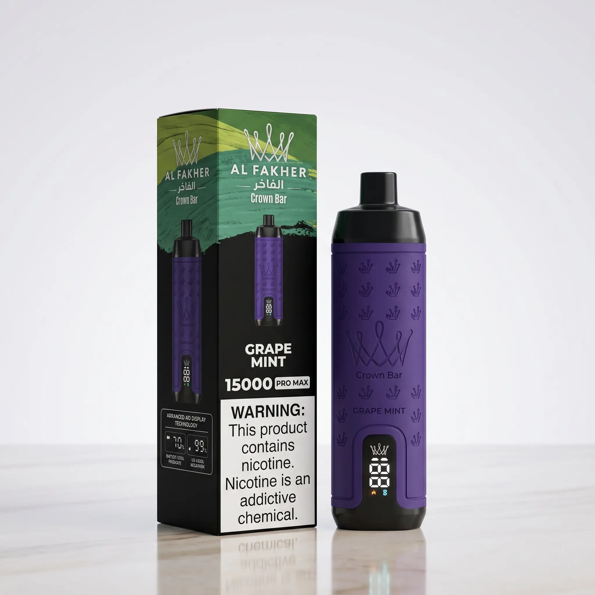 al Fakher crown bar 15000 puffs pro max Disposable Grape mint