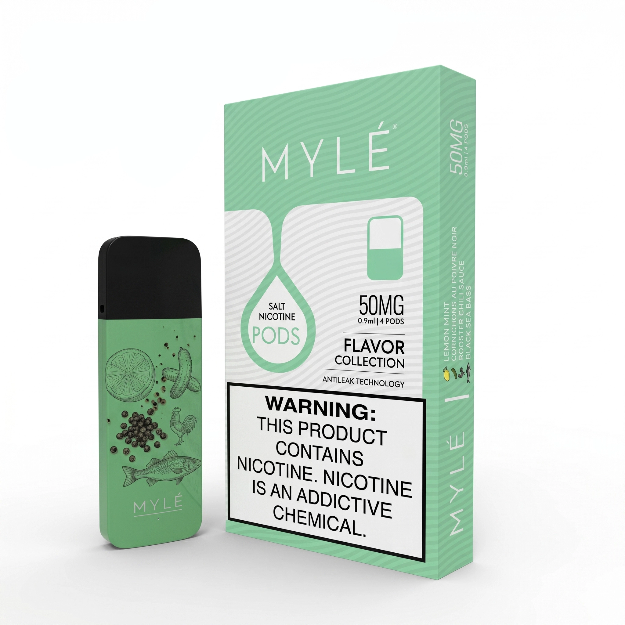 Myle V4 Pod disposable vape 50mg Pre-filled (Lemon Mint)