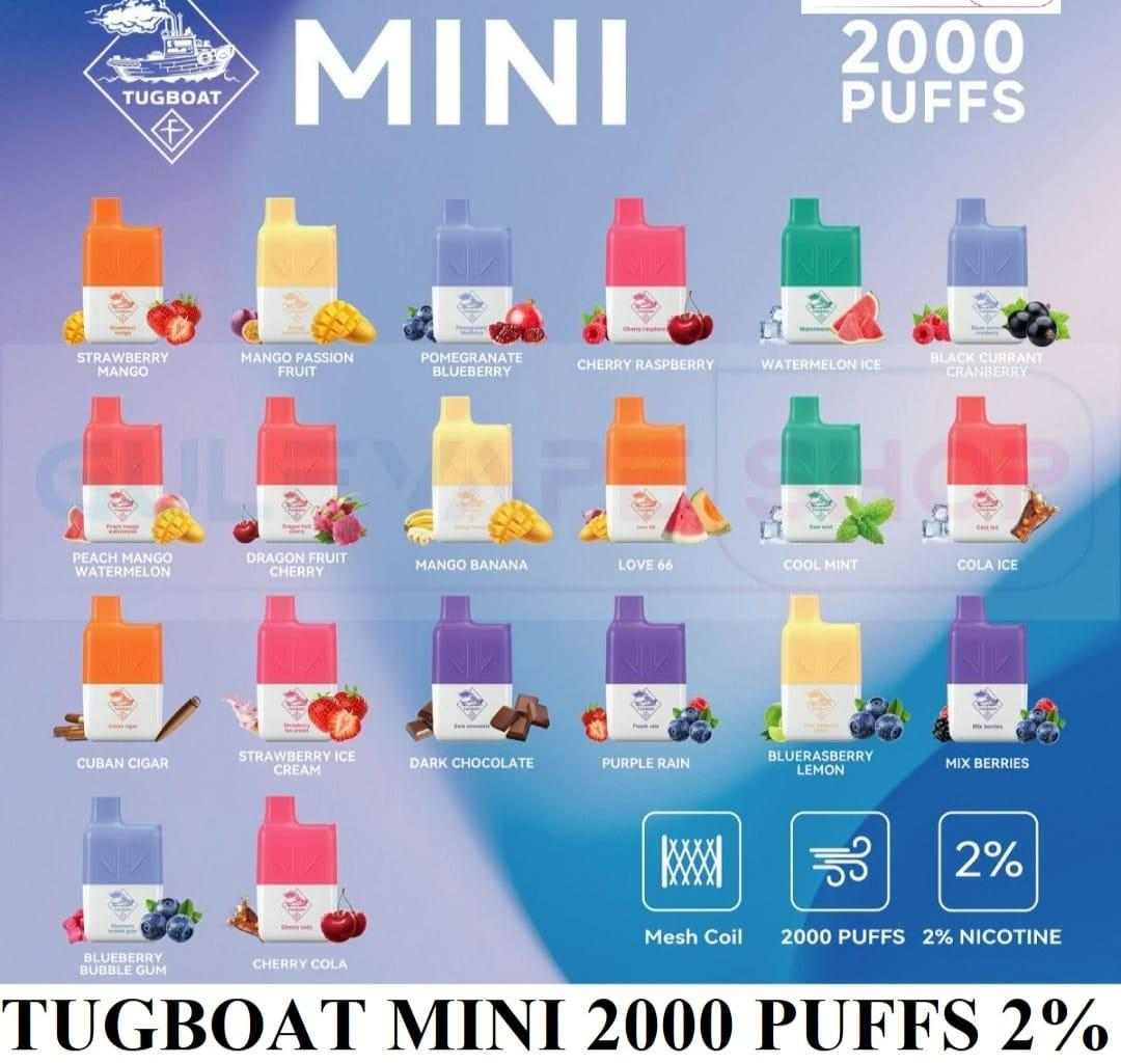 Tugboat Mini 2000 Puffs disposable vape in Dubai